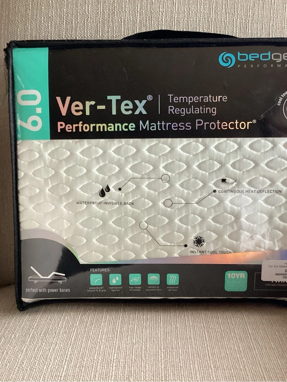 Bedgear Ver-Tex 6.0 performance Mattress Protector - temp regulating Twin XL